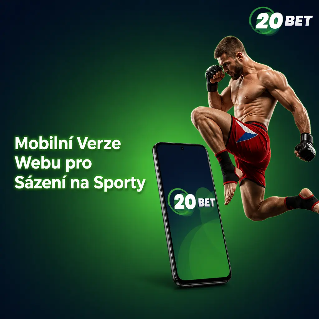 Mobilní verze webu 20bet pro sázení na sporty přizpůsobená telefonům a tabletům bez nutnosti stahovat aplikaci.