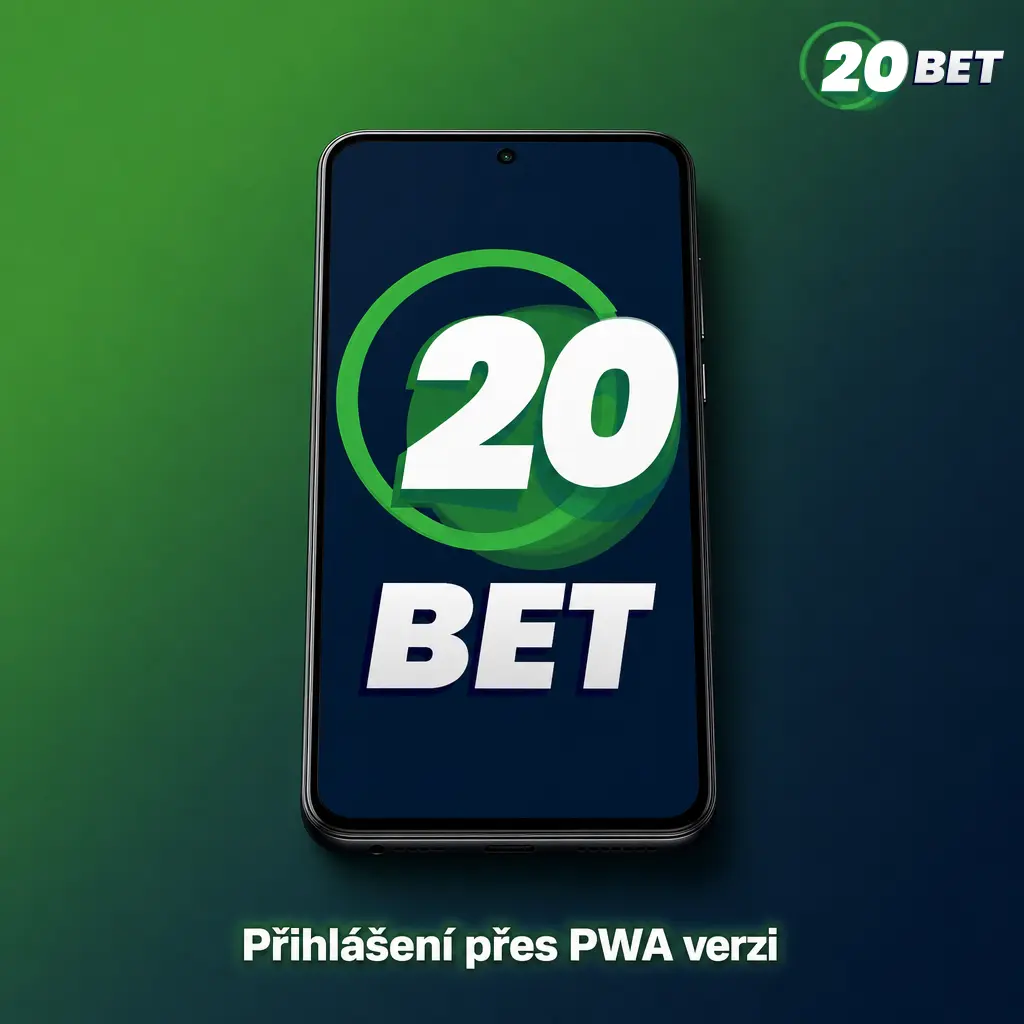 Přihlášení do 20bet přes PWA aplikaci uloženou na ploše telefonu pomocí e-mailu a hesla
