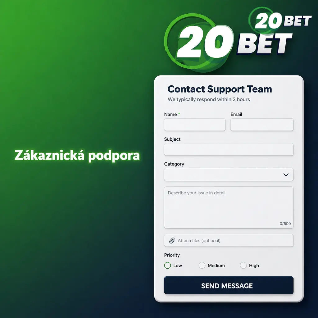 Zákaznická podpora 20bet v aplikaci – živý chat, e-mail a FAQ centrum nápovědy dostupné 24/7