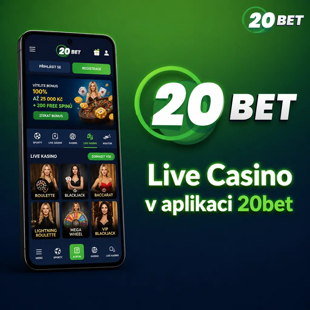 Live casino v mobilní aplikaci 20bet s ruletou, blackjackem a baccaratem pro Android i iPhone