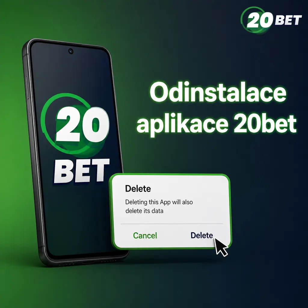 Návod na odinstalaci aplikace 20bet z Android telefonu podržením ikony a potvrzením tlačítkem OK