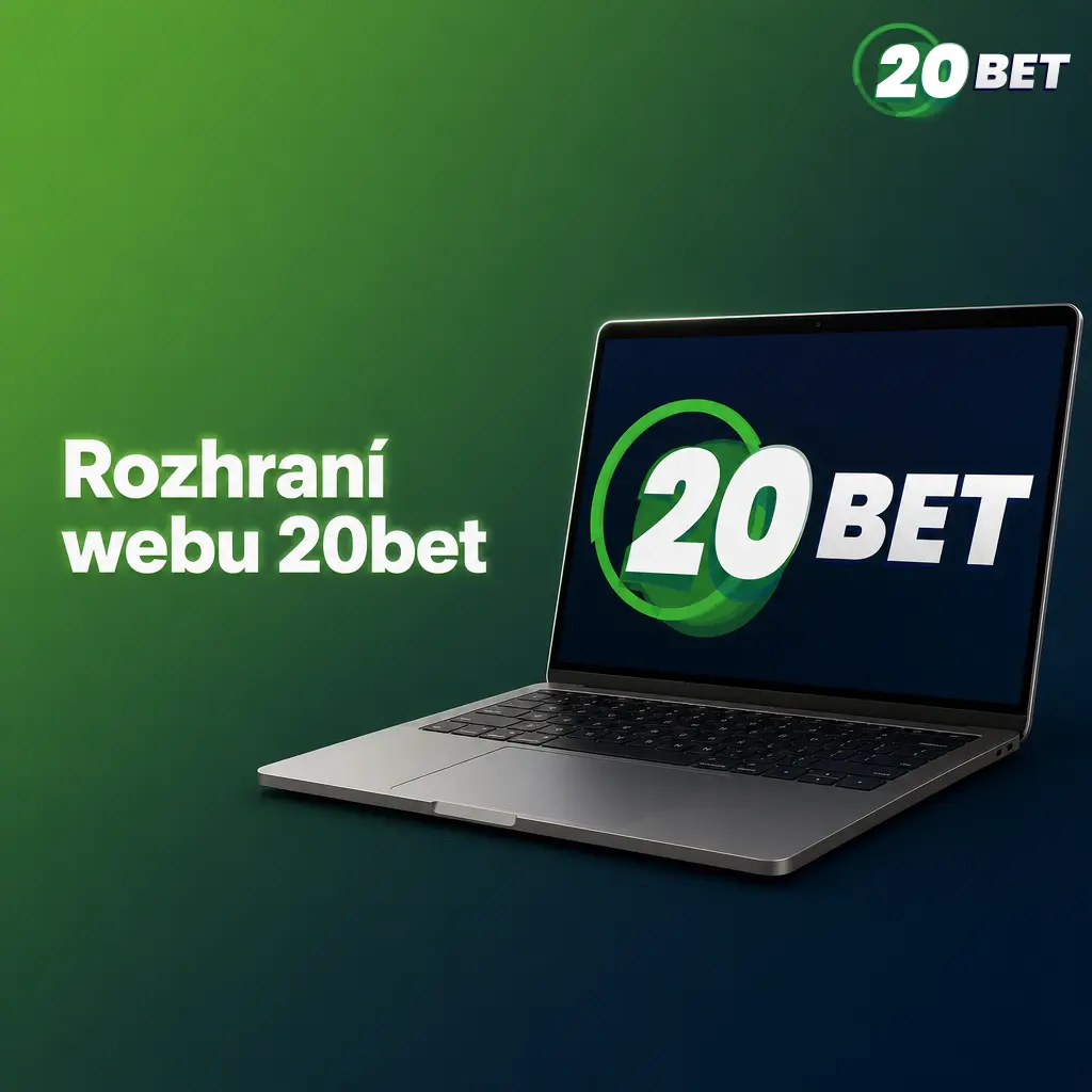 Rozhraní webu 20bet s tmavým designem, zelenými akcenty, navigací a přehledem sportovních kurzů
