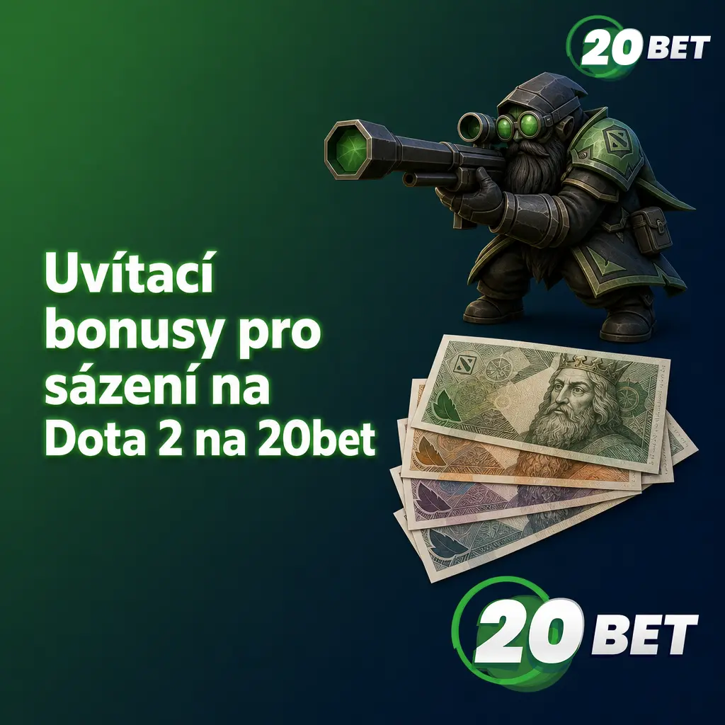 Uvítací bonusy 20bet pro sázení na Dota 2 – sportovní a casino bonusy až 2 500 Kč a 3 000 Kč + free spiny